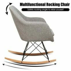 Costway Rocking Chair Fabric Rocker Upholstered Single Sofa Chair Accent Armchair Grey -Living Room Chairs store unnamed file 14147