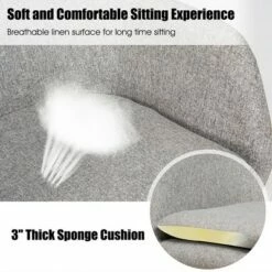 Costway Rocking Chair Fabric Rocker Upholstered Single Sofa Chair Accent Armchair Grey -Living Room Chairs store unnamed file 14150