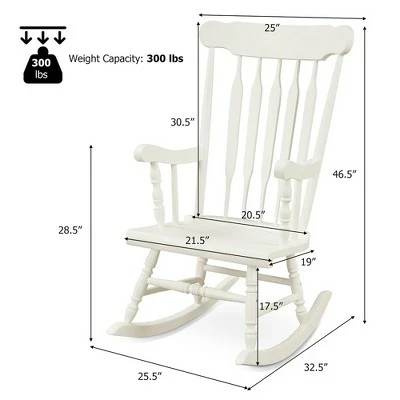 Costway Solid Wood Rocking Chair Porch Rocker Indoor Outdoor Seat Glossy Finish WhiteCoffee 3 Costway Solid Wood Rocking Chair Porch Rocker Indoor Outdoor Seat Glossy Finish WhiteCoffee