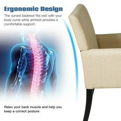 Costway Set of 2 Arm Chair Guest Chair Home Office w/ Wooden Legs 10 Costway Set of 2 Arm Chair Guest Chair Home Office w/ Wooden Legs - Image 8