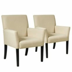 Costway Set of 2 Arm Chair Guest Chair Home Office w/ Wooden Legs 20 Costway Set of 2 Arm Chair Guest Chair Home Office w/ Wooden Legs -Living Room Chairs store unnamed file 1421
