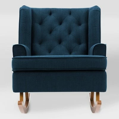 Boston Tufted Fabric Rocking Chair Navy Blue - CorLiving 4 Boston Tufted Fabric Rocking Chair Navy Blue - CorLiving - Image 2