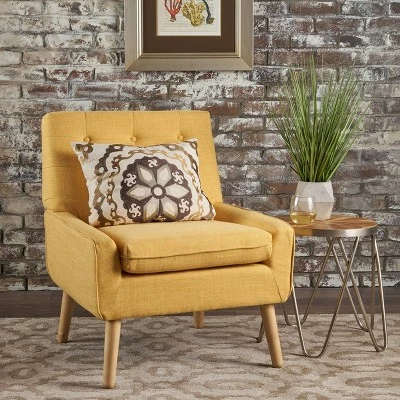 Eilidh Mid Century Tufted Accent Chair Muted Yellow - Christopher Knight Home 3 Eilidh Mid Century Tufted Accent Chair Muted Yellow - Christopher Knight Home