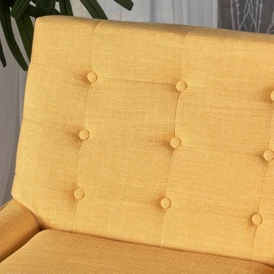 Eilidh Mid Century Tufted Accent Chair Muted Yellow - Christopher Knight Home 4 Eilidh Mid Century Tufted Accent Chair Muted Yellow - Christopher Knight Home - Image 2