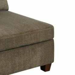 Fabric Armless Chair with Loose Back Pillows Brown - Benzara -Living Room Chairs store unnamed file 14288