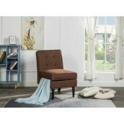 Simple Relax Fabric Storage Accent Chair in Brown