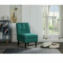 Simple Relax Fabric Storage Accent Chair in Green
