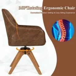 Costway Set of 2 Mid Century Swivel Accent Chair Hot-Stamping Cloth Retro Brown 15 Costway Set of 2 Mid Century Swivel Accent Chair Hot-Stamping Cloth Retro Brown -Living Room Chairs store unnamed file 14329