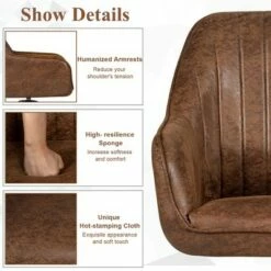 Costway Set of 2 Mid Century Swivel Accent Chair Hot-Stamping Cloth Retro Brown 16 Costway Set of 2 Mid Century Swivel Accent Chair Hot-Stamping Cloth Retro Brown -Living Room Chairs store unnamed file 14330
