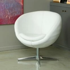 Modern Leather Roundback Chair White - Christopher Knight Home 7 Modern Leather Roundback Chair White - Christopher Knight Home -Living Room Chairs store unnamed file 14340