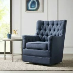 Madison Park Dolores Swivel Glider Chair Blue
