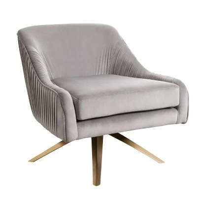 Ariana Velvet Swivel Chair - Abbyson Living Gray 7 Ariana Velvet Swivel Chair - Abbyson Living Gray - Image 5