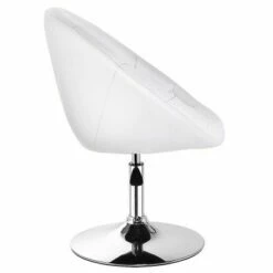 Costway 1PC Adjustable Modern Swivel Round Tufted Back Accent Chair PU Leather White -Living Room Chairs store unnamed file 14565