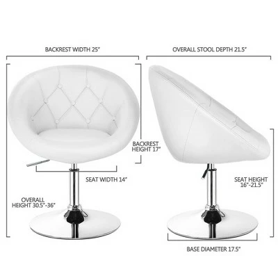Costway Set of 2 Swivel Bar Stools Height Adjustable Round Tufted Back Bar Chairs White 3 Costway Set of 2 Swivel Bar Stools Height Adjustable Round Tufted Back Bar Chairs White