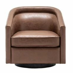 eLuxury Modern Swivel Faux Leather Accent Chair