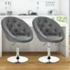 Costway Set of 2 Bar Stools Swivel Vanity Accent Chairs w/Round Tufted Back Grey -Living Room Chairs store unnamed file 14578