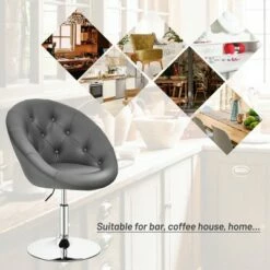 Costway Set of 2 Bar Stools Swivel Vanity Accent Chairs w/Round Tufted Back Grey 15 Costway Set of 2 Bar Stools Swivel Vanity Accent Chairs w/Round Tufted Back Grey -Living Room Chairs store unnamed file 14582
