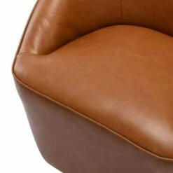 Barrel Swivel Chair Carmel Faux Leather - WOVENBYRD -Living Room Chairs store unnamed file 14591