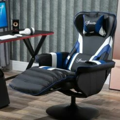 Vinsetto Racing Style Video Game Chair Living Room Recliner with Reclining Backrest and Footrest