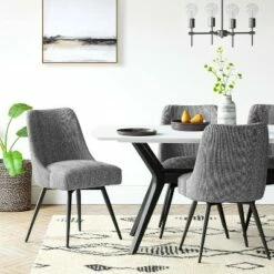 Geller Modern Upholstered Swivel Dining Chair Black/White - Project 62™