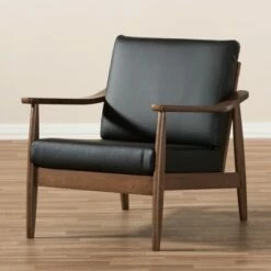 Venza Mid Century Modern Walnut Wood Faux Leather Lounge Chair Black - Baxton Studio 16 Venza Mid Century Modern Walnut Wood Faux Leather Lounge Chair Black - Baxton Studio -Living Room Chairs store unnamed file 1464