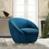 Yves Velvet Swivel Round Accent Chair - Armen Living Gray