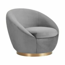 Yves Velvet Swivel Round Accent Chair - Armen Living Gray -Living Room Chairs store unnamed file 14664