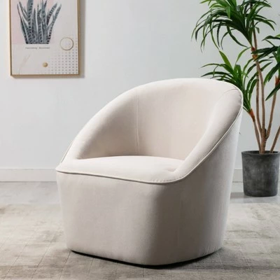 Barrel Swivel Chair Cream - WOVENBYRD 3 Barrel Swivel Chair Cream - WOVENBYRD