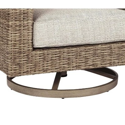 Woven Swivel Chair with Cushioned Seat Brown/Beige - Benzara 5 Woven Swivel Chair with Cushioned Seat Brown/Beige - Benzara - Image 3