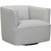Whitney Genuine Leather Swivel Barrel Chair Dove Gray - Armen Living