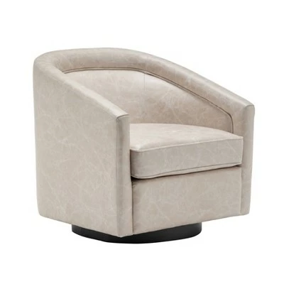 Classic Barrel Swivel Chair Distressed Tan Faux Leather - WOVENBYRD 2 Classic Barrel Swivel Chair Distressed Tan Faux Leather - WOVENBYRD