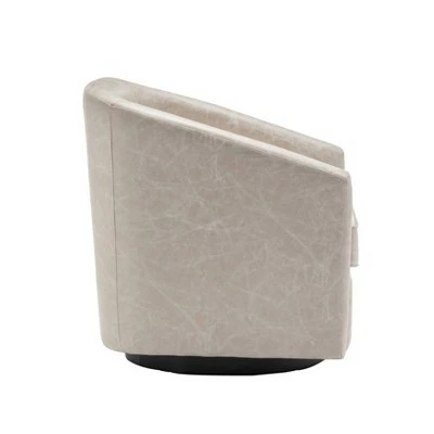 Classic Barrel Swivel Chair Distressed Tan Faux Leather - WOVENBYRD 3 Classic Barrel Swivel Chair Distressed Tan Faux Leather - WOVENBYRD - Image 2