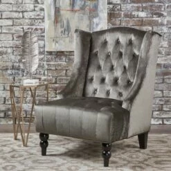 Toddman High-Back New Velvet Club Chair - Christopher Knight Home Navy