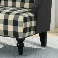 Toddman High-Back Club Chair Checkerboard Black/Dark Charcoal - Christopher Knight Home -Living Room Chairs store unnamed file 14724