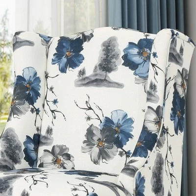 Toddman High-Back Club Chair Floral Print Blue - Christopher Knight Home 4 Toddman High-Back Club Chair Floral Print Blue - Christopher Knight Home - Image 2