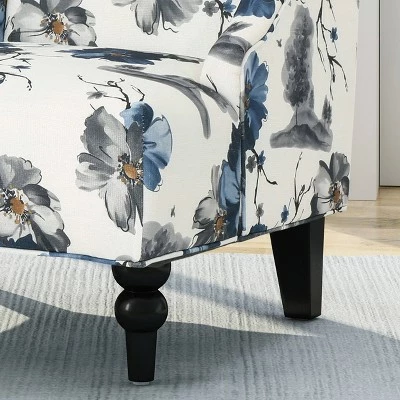 Toddman High-Back Club Chair Floral Print Blue - Christopher Knight Home 5 Toddman High-Back Club Chair Floral Print Blue - Christopher Knight Home - Image 3