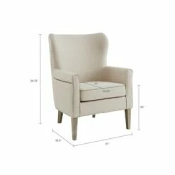 Madison Park Donner Accent Wingback Chair Natural -Living Room Chairs store unnamed file 14735