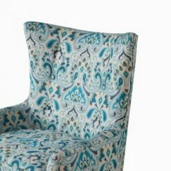 Helena Shelter Wing Chair Blue/Cream- Madison PArk -Living Room Chairs store unnamed file 14790
