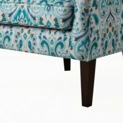 Helena Shelter Wing Chair Blue/Cream- Madison PArk -Living Room Chairs store unnamed file 14791