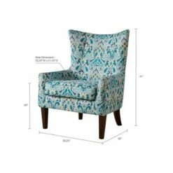 Helena Shelter Wing Chair Blue/Cream- Madison PArk -Living Room Chairs store unnamed file 14792