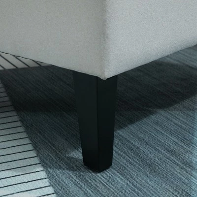 HomCom Linen Fabric Button Tufted Tall Wingback Accent Chair with Wooden Legs 6 HomCom Linen Fabric Button Tufted Tall Wingback Accent Chair with Wooden Legs - Image 4