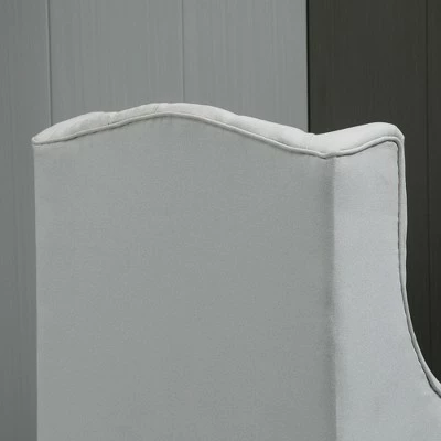 HomCom Linen Fabric Button Tufted Tall Wingback Accent Chair with Wooden Legs 7 HomCom Linen Fabric Button Tufted Tall Wingback Accent Chair with Wooden Legs - Image 5