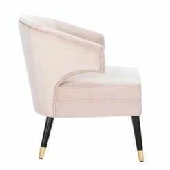 Stazia Wingback Accent Chair Pale Pink/Black - Safavieh -Living Room Chairs store unnamed file 14856