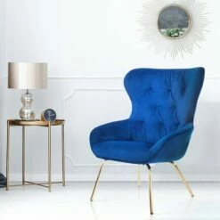 Living Room Chairs store 21 Freya Button Tufted Wingback Accent Chair Blue - miBasics
