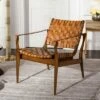 Dilan Leather Safari Chair Brown/Light Brown - Safavieh