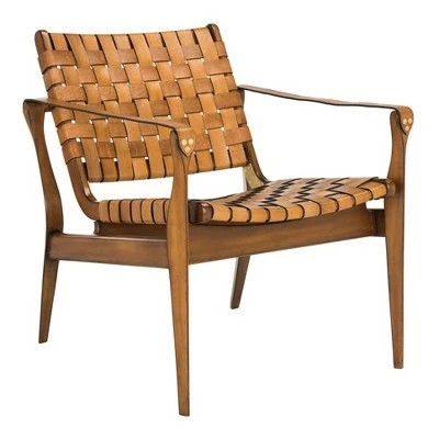 Dilan Leather Safari Chair Brown/Light Brown - Safavieh 4 Dilan Leather Safari Chair Brown/Light Brown - Safavieh - Image 2