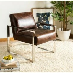 Parkgate Occassional Leather Chair Vintage Brown - Safavieh