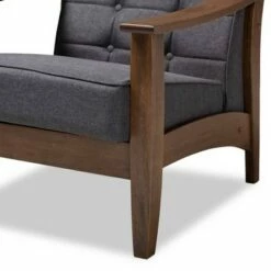 Larsen Walnut Wood Lounge Chair Gray - Baxton Studio