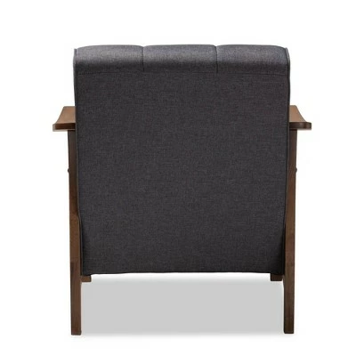Larsen Walnut Wood Lounge Chair Gray - Baxton Studio 5 Larsen Walnut Wood Lounge Chair Gray - Baxton Studio - Image 3
