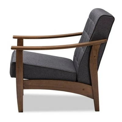 Larsen Walnut Wood Lounge Chair Gray - Baxton Studio 6 Larsen Walnut Wood Lounge Chair Gray - Baxton Studio - Image 4